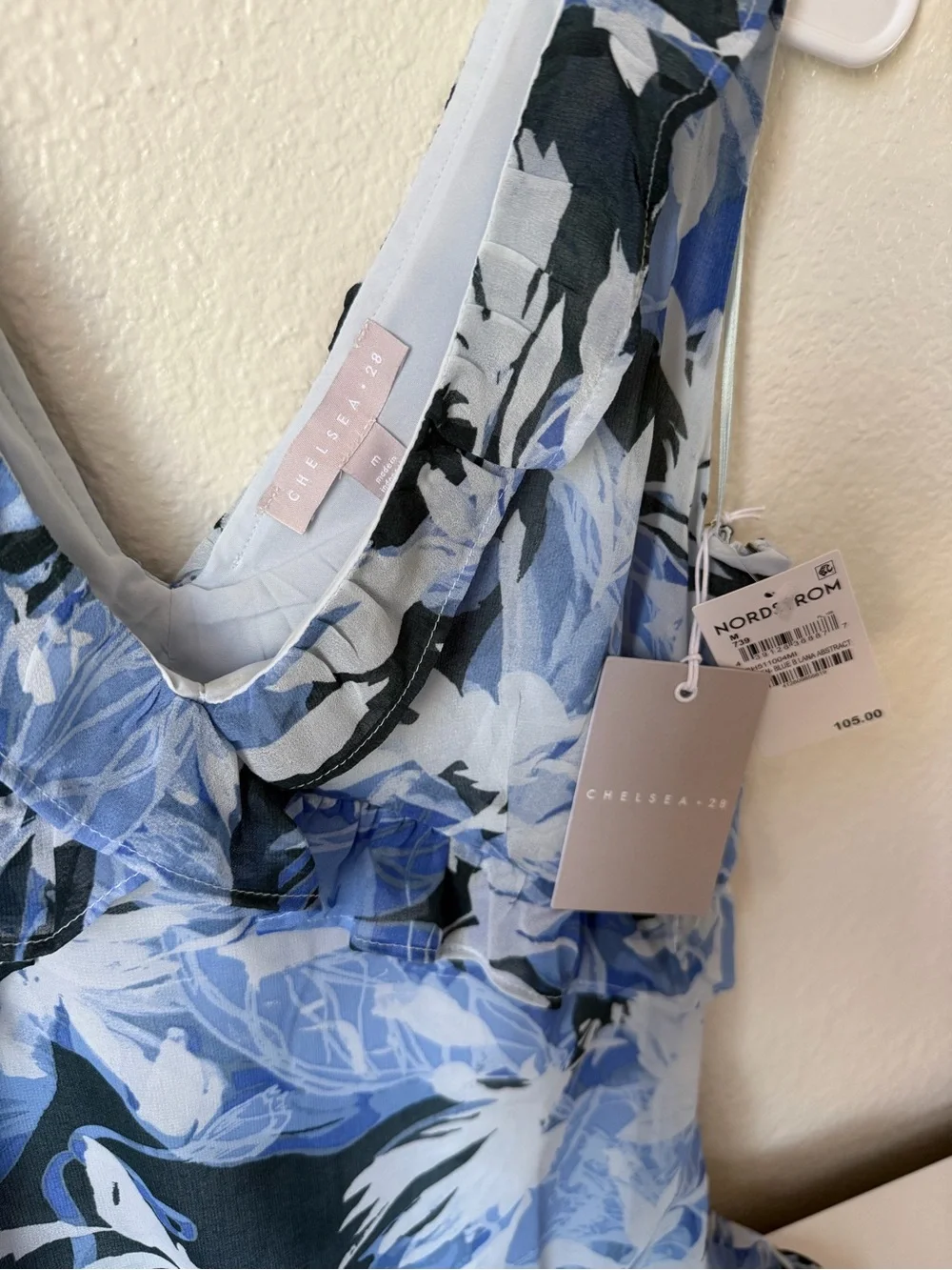Chelsea28 Blue Floral Tiered Midi Skirt size M new